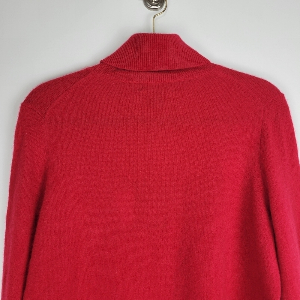 NWT C by Bloomingdales 100% 2-Ply Cashmere Turtleneck Sweater Scarlet Size L - Picture 10 of 12